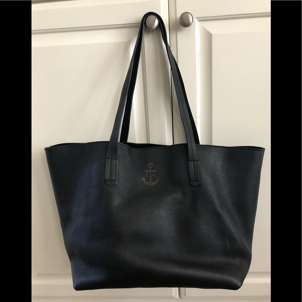 gorgeous black leather tote bag
